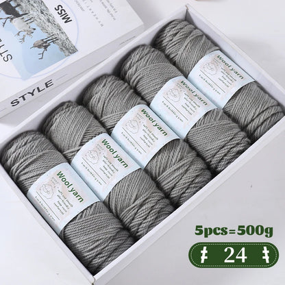 500g Gradient Dyed Rainbow Alpaca Wool Yarn, Thick Yarn for Hand
