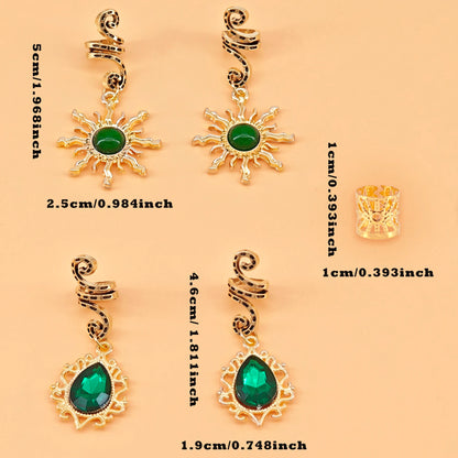 14PCS Sun Pattern Alloy Filigree Inlaid Rhinestone Teardrop Pendant