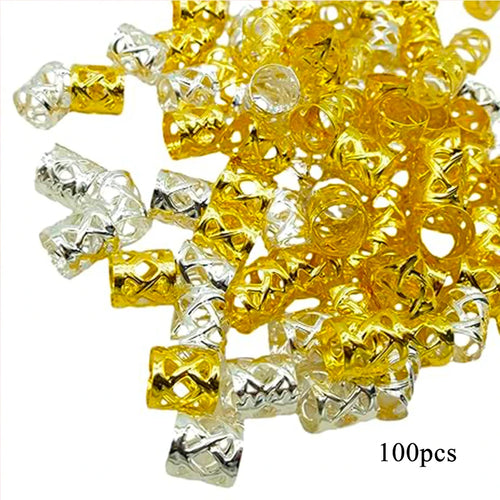 100pcs Hollow Out Hair Ring,Dreadlocks Beads Hair BraidRings Clips
