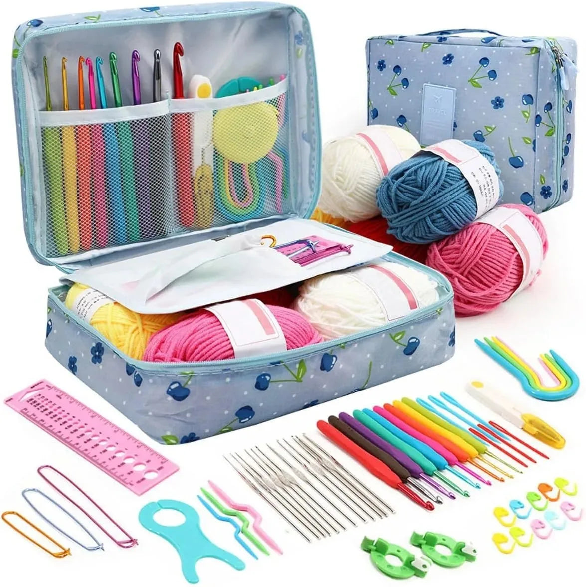 FELE 59Pcs/Set Portable Crochet Knitting Set DIY Beginner Crochet Hook