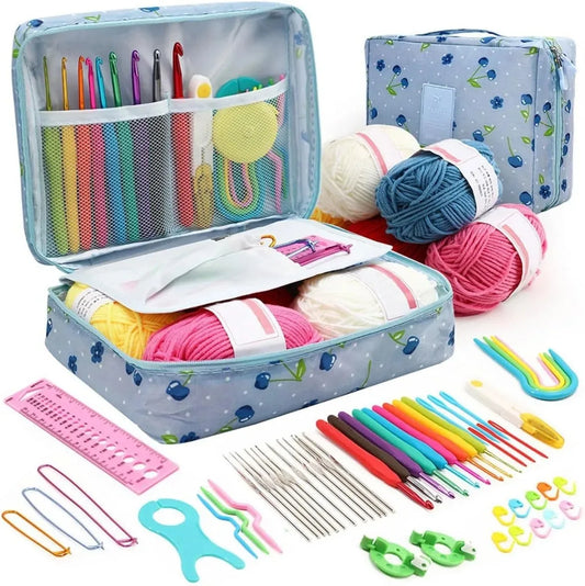 FELE 59Pcs/Set Portable Crochet Knitting Set DIY Beginner Crochet Hook