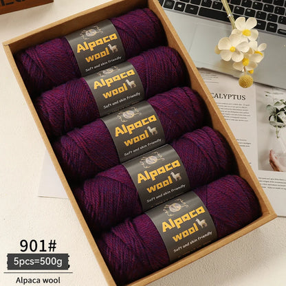 500g Alpaca Wool 245 Chunky Knitting Yarn Multi-Color Autumn and