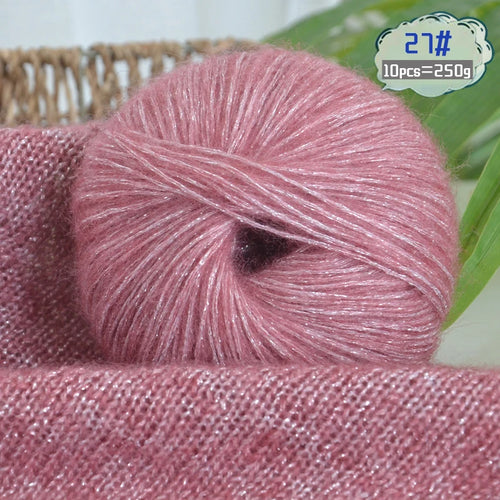 250g Large Bag of Colorful Glittery Wool Mohair Yarn, DIY Materials