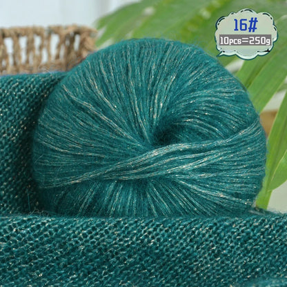 250g Large Bag of Colorful Glittery Wool Mohair Yarn, DIY Materials