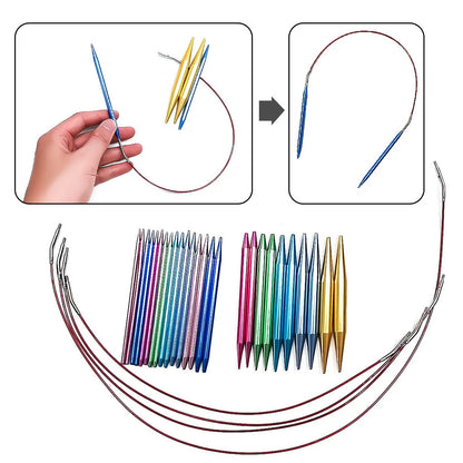 Aluminum Circular Knitting Needles Set Interchangeable Crochet Hooks