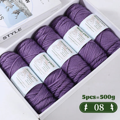 500g Gradient Dyed Rainbow Alpaca Wool Yarn, Thick Yarn for Hand