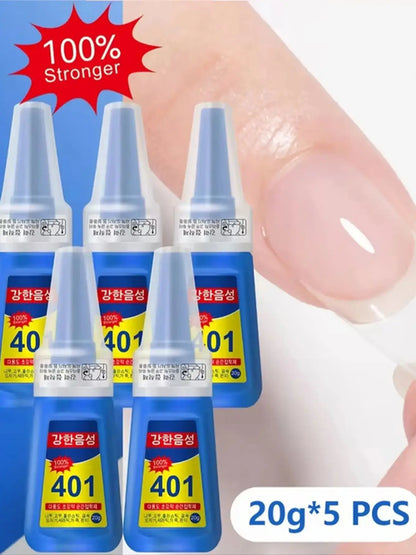 1/2/5 pieces of Super Fast Adhesive 401 Nail Tip Glue - a must-have