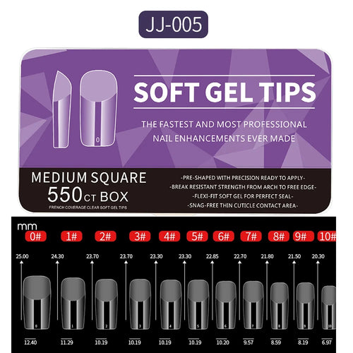 550pcs Soft Gel Nail Tips Medium Short Almond Coffin Full Cover Matte