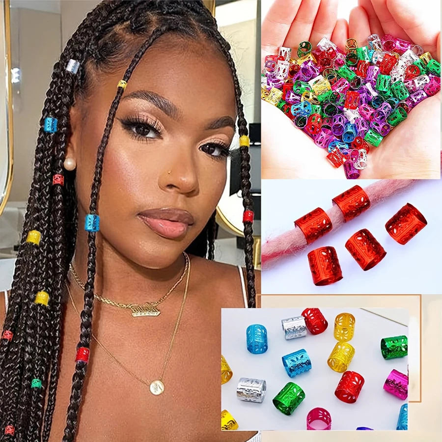 100pcs Hollow Out Hair Ring,Dreadlocks Beads Hair BraidRings Clips