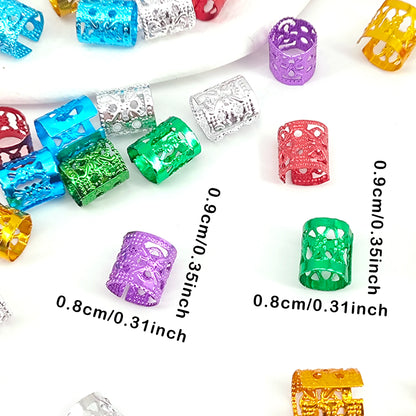 100PCS Multicolor Rings Dreadlocks Beads for Women and Girls, Braid