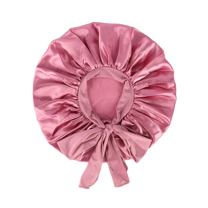 New Women Large Satin Bonnet Silky Night Sleeping Cap with Stretchy