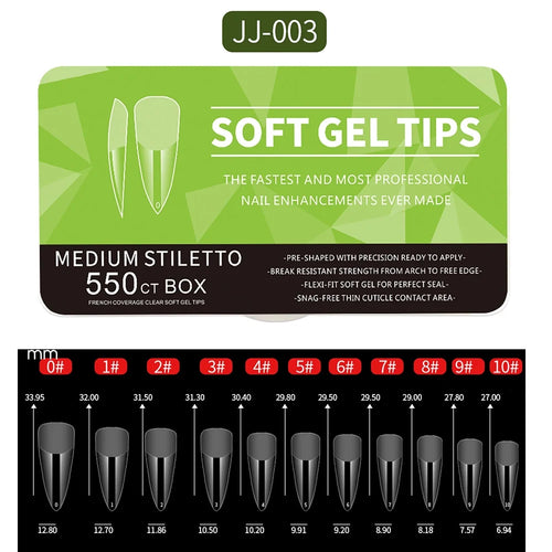 550pcs Soft Gel Nail Tips Medium Short Almond Coffin Full Cover Matte
