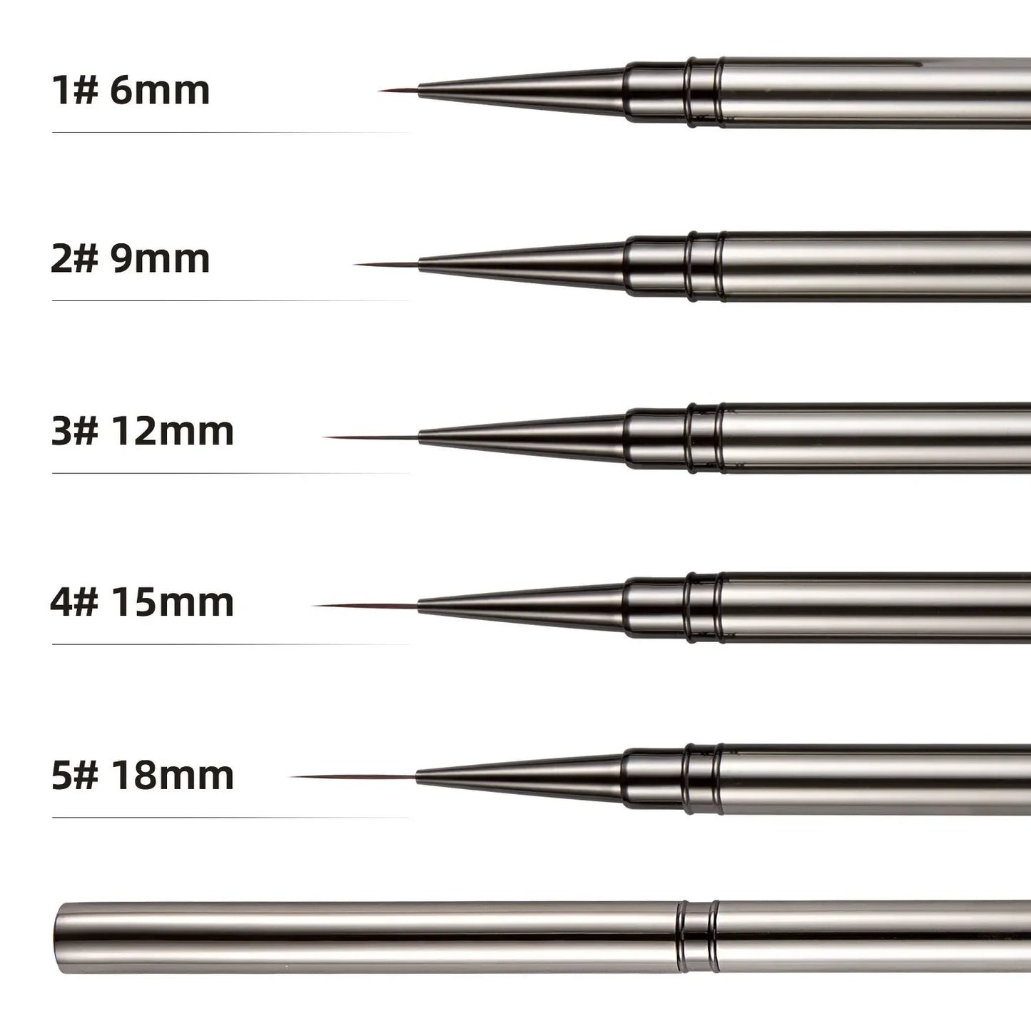 5PCS/set 6/9/12/15/18mm Nail Liner Brush Set Drawing Lines Stripe