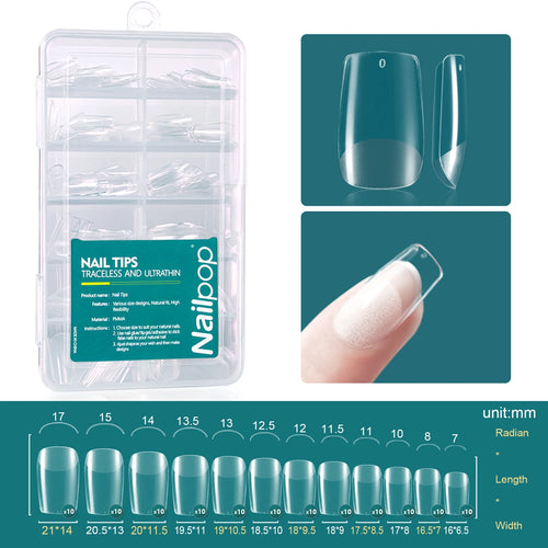 Nailpop Soft Gel Tips for Nails Acrylic Material Medium Almond/Coffin