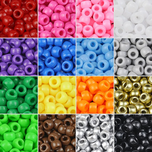 100/200/400pcs 6x9mm Solid Color Large Hole Pony Beads DIY Jewelry