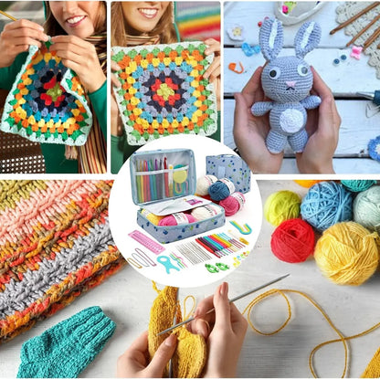 FELE 59Pcs/Set Portable Crochet Knitting Set DIY Beginner Crochet Hook