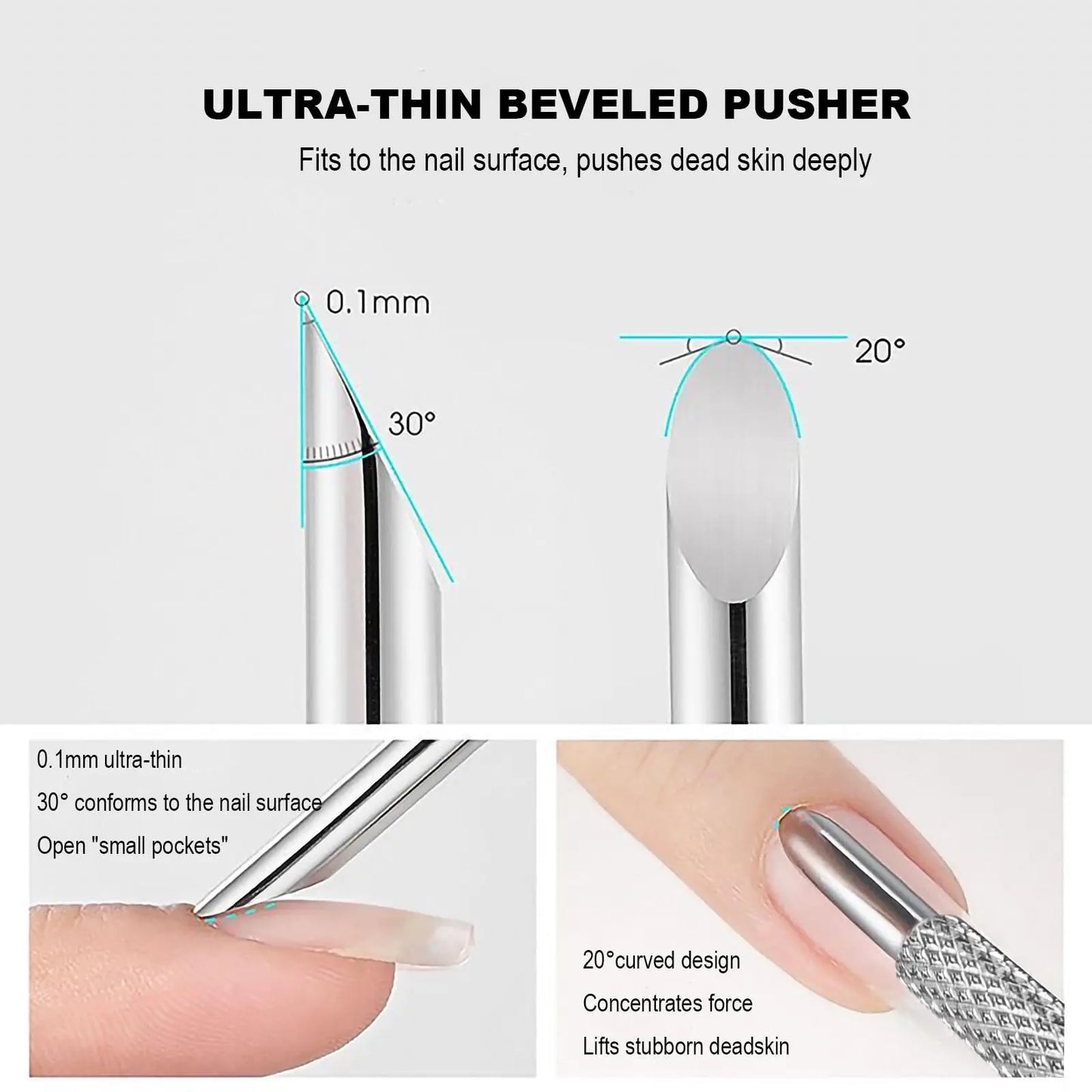 Double-Headed Stainless Steel Cuticle Remover Nail Pusher Exfoliation