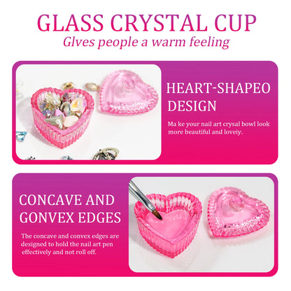 1pcs Pink Crystal Glass Dappen Dish Acrylic Powder Liquid Holder