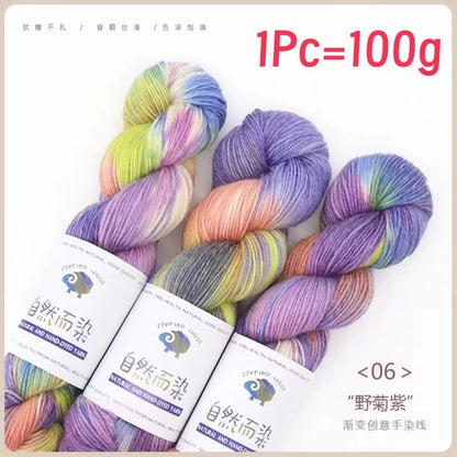 1Pc 100g/roll Merino Wool Yarn Handmade Dyed Wool Yarn Soft Sweater