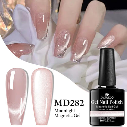 MSRUIOO 8ml Moonlight Cat Magnetic Nail Gel Polish Glitter Pink Silver