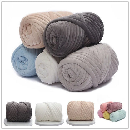 1KG 1000G Super Velvet Chunky Yarn Thick Bulky Giant Thread White Bag