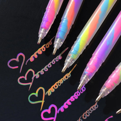 6pcs Glitter Gel Highlighter Pens Set - 1.2mm Vibrant Colors, Smooth