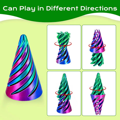 3D Printed Spiral Cone Fidget Toy Impossible Passthrough Pyramid