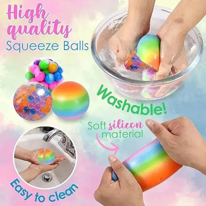 Rainbow Squeeze Ball Set (6PCS), Mini Durable Stress Relief Balls,