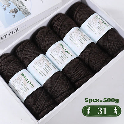 500g Gradient Dyed Rainbow Alpaca Wool Yarn, Thick Yarn for Hand