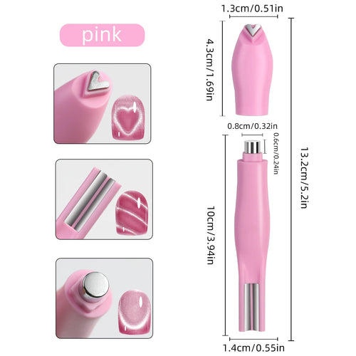 1Pcs 3-In-1 Heart Shape Cat Eye Nail Art Magnet Double Line Moon Snake
