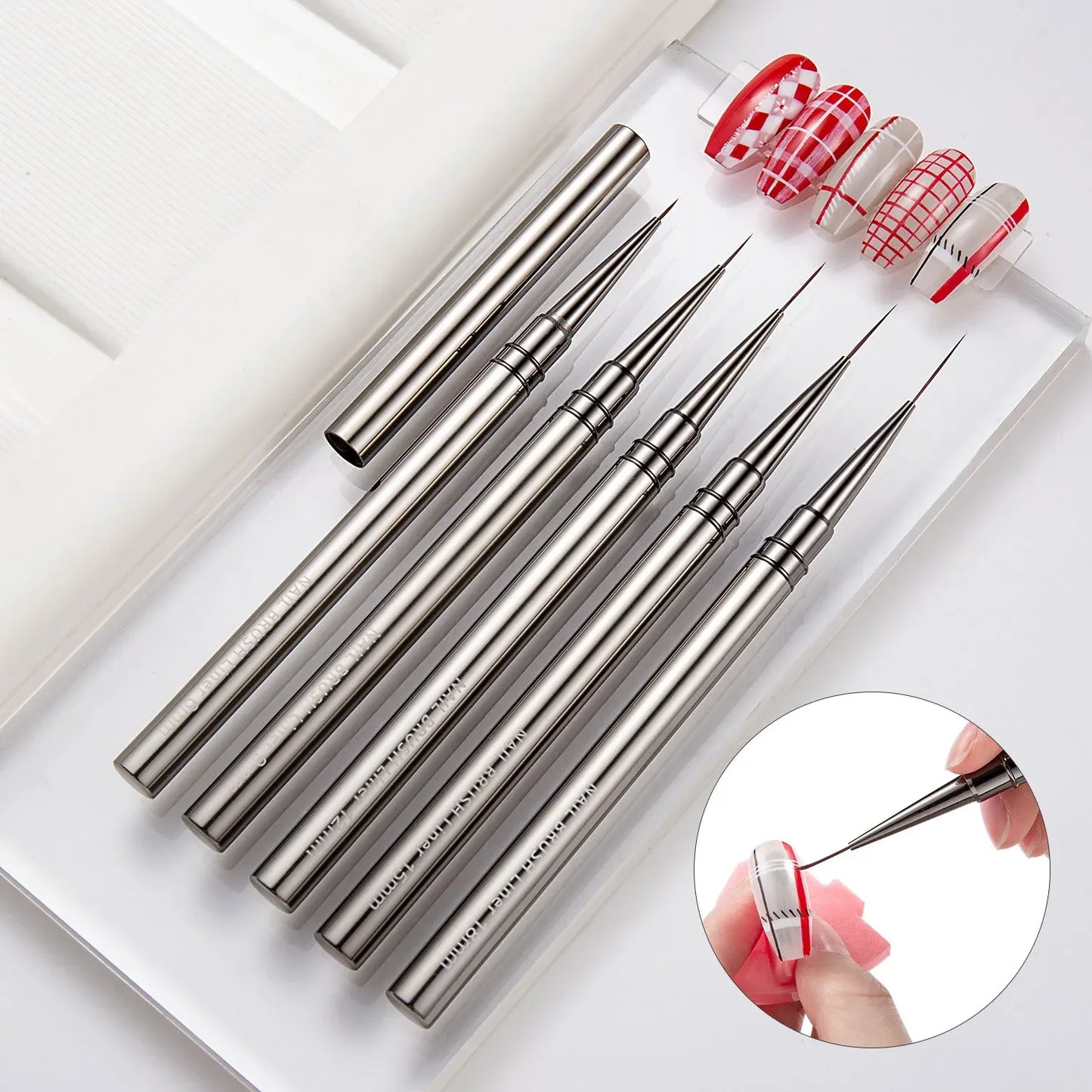 5PCS/set 6/9/12/15/18mm Nail Liner Brush Set Drawing Lines Stripe