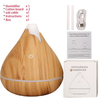 350ML USB Aroma Oil Diffuser Wood Electric Humidifier Ultrasonic Air