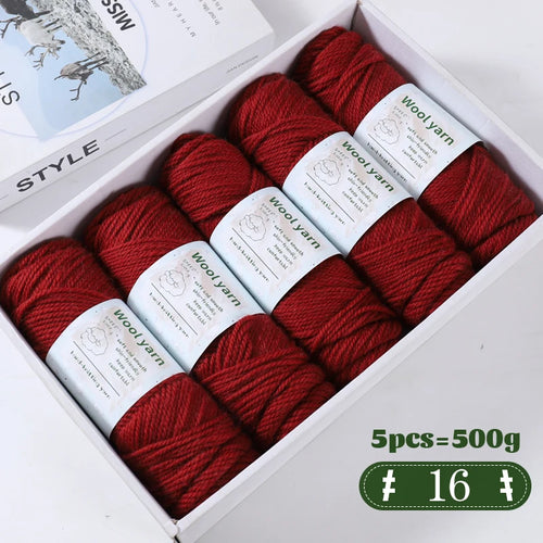 500g Gradient Dyed Rainbow Alpaca Wool Yarn, Thick Yarn for Hand