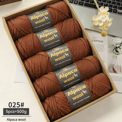 500g Alpaca Wool 245 Chunky Knitting Yarn Multi-Color Autumn and