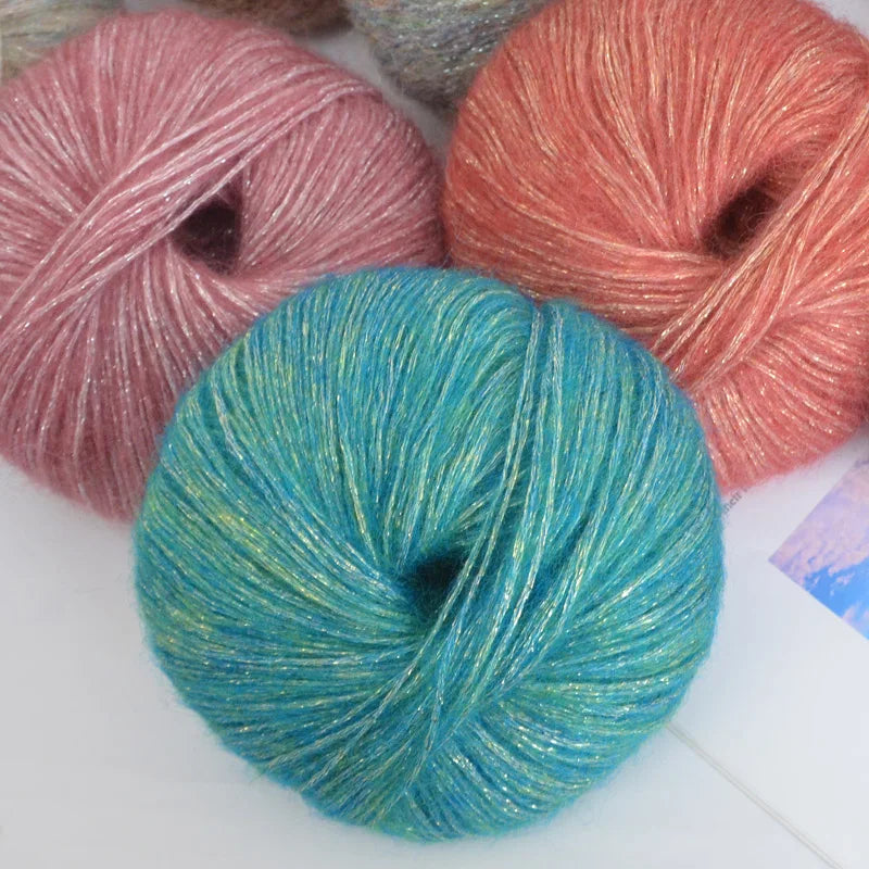 250g Large Bag of Colorful Glittery Wool Mohair Yarn, DIY Materials