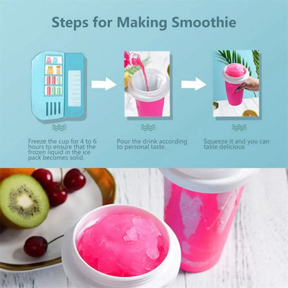 300ML Slushie Maker Cup Silicone Portable Smoothie Squeeze Cup Quick