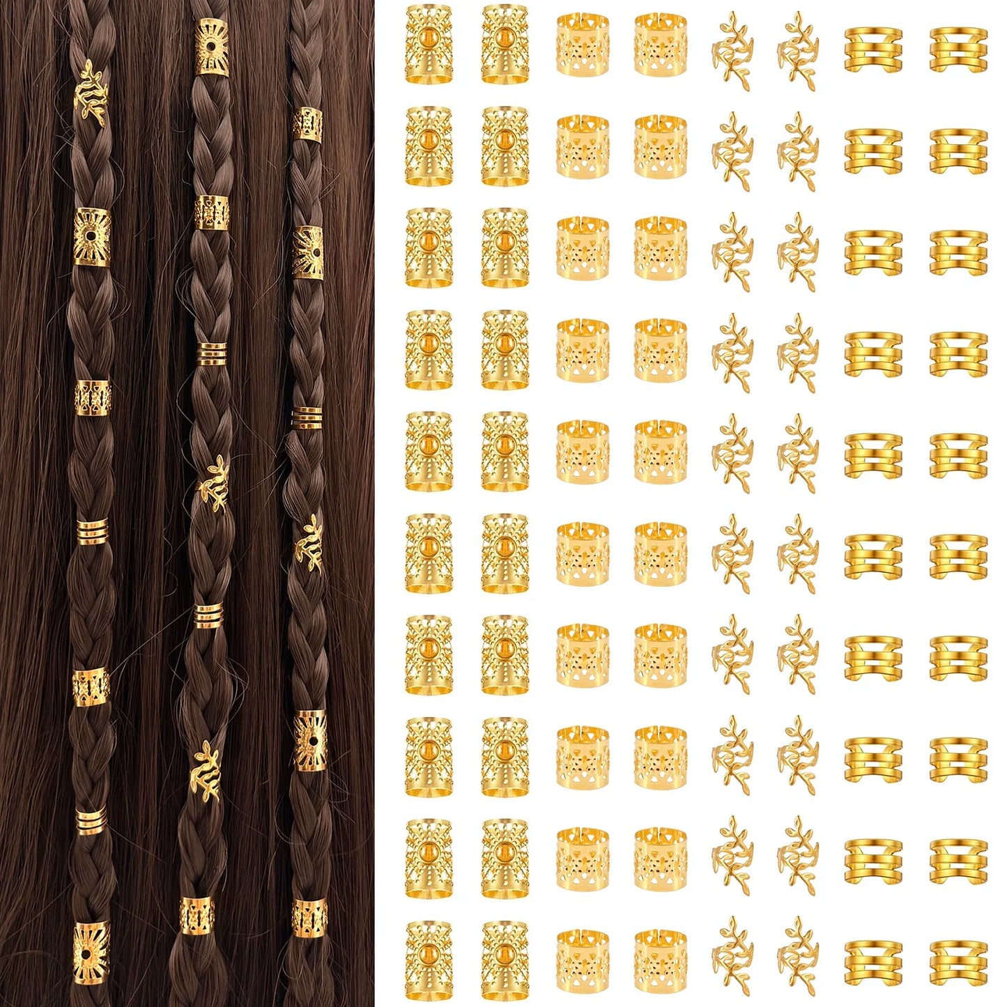 80pcs Dreadlock Hair Jewelry Accessories Hair Rings Set For Music