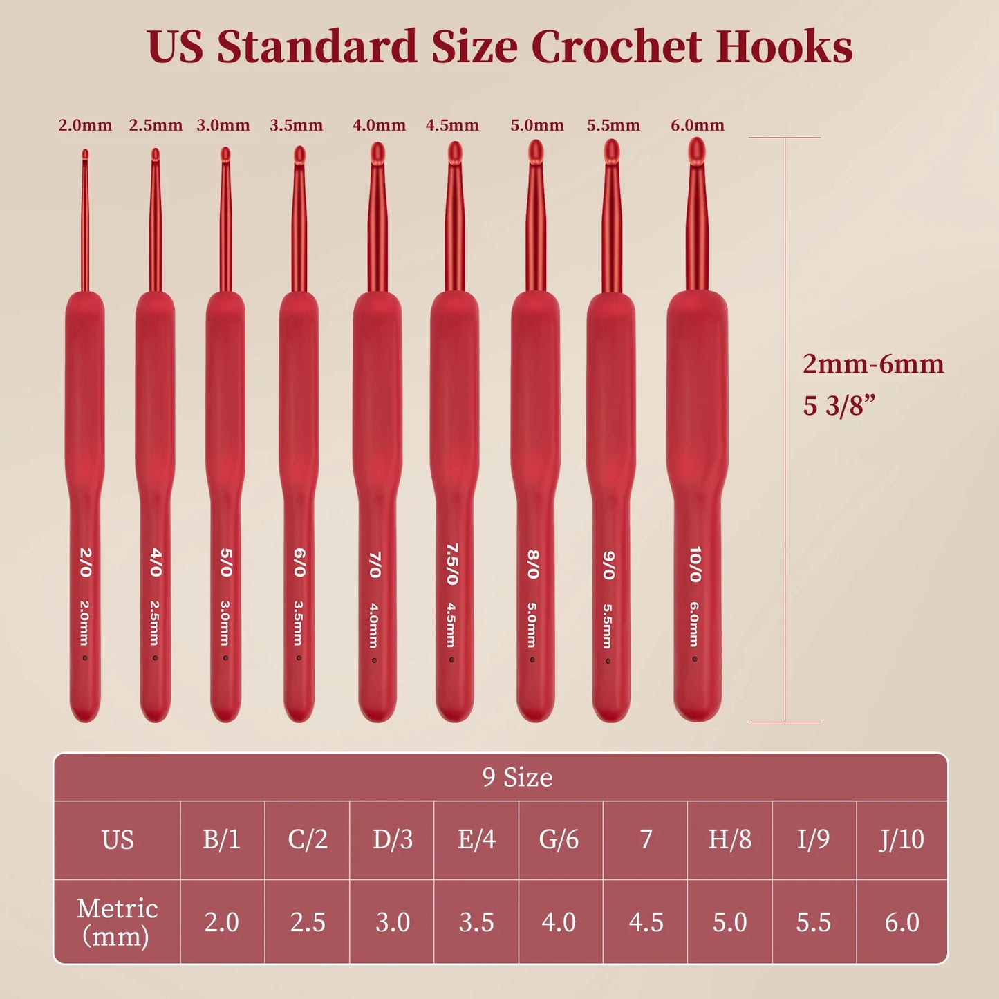 Crochet Hook Needle Silicone Handle Aluminum Crochet Needle Set