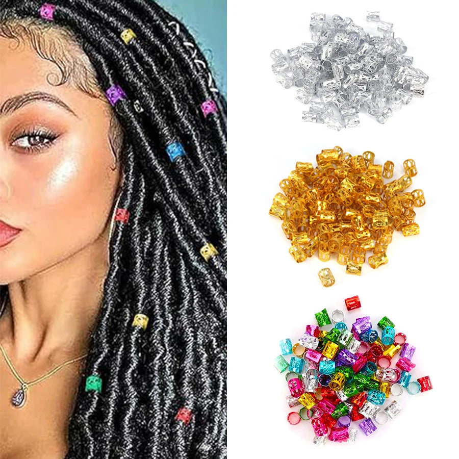 100pcs Hollow Out Hair Ring,Dreadlocks Beads Hair BraidRings Clips