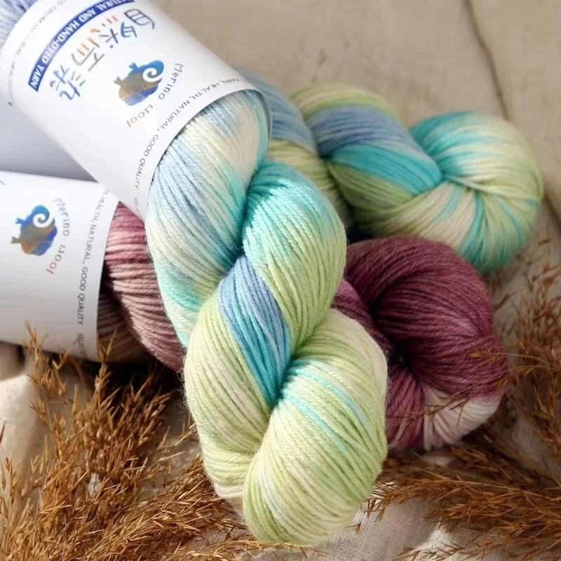 1Pc 100g/roll Merino Wool Yarn Handmade Dyed Wool Yarn Soft Sweater