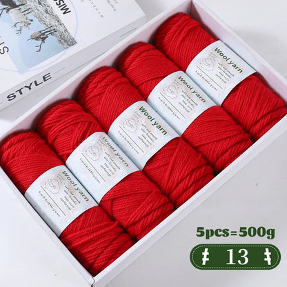 500g Gradient Dyed Rainbow Alpaca Wool Yarn, Thick Yarn for Hand
