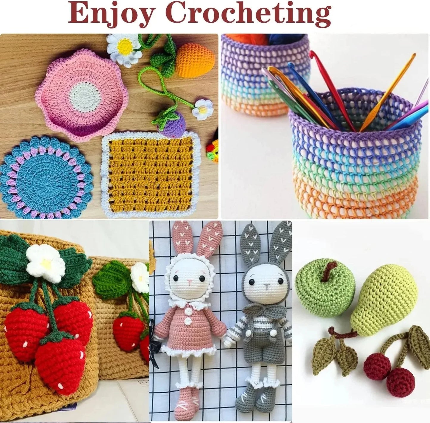 FELE 59Pcs/Set Portable Crochet Knitting Set DIY Beginner Crochet Hook
