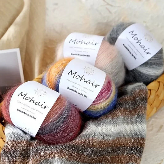 Gradient Mohair Soft Cotton Yarn DIY Crochet Hand Knitting Yarn