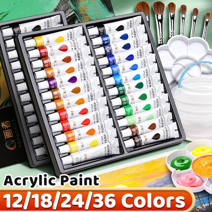 Vibrant Acrylic Paint Set 12/18/24/36 Colors,12ml/0.42oz Acrylic