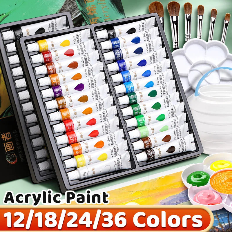 Vibrant Acrylic Paint Set 12/18/24/36 Colors,12ml/0.42oz Acrylic