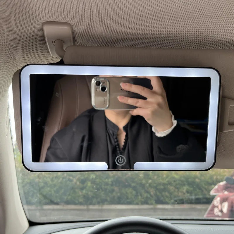Car Interior Mirrors Sun Visor Plate LED HD Makeup Mirror for Girls