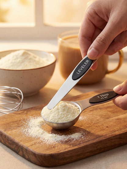 Pack of 8 Stainless Steel Magnetic Measuring Spoons Set, Dual Sided,
