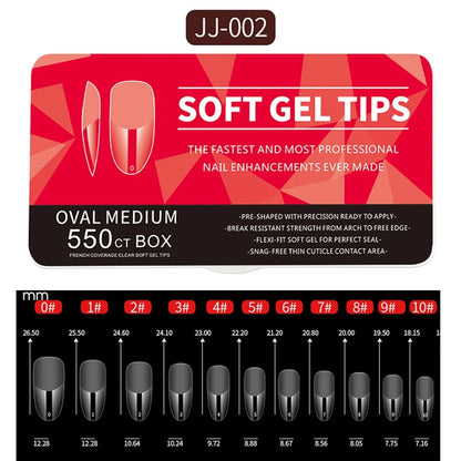550pcs Soft Gel Nail Tips Medium Short Almond Coffin Full Cover Matte