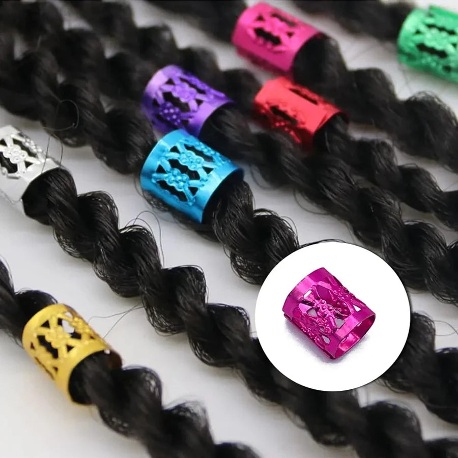 100pcs Hollow Out Hair Ring,Dreadlocks Beads Hair BraidRings Clips