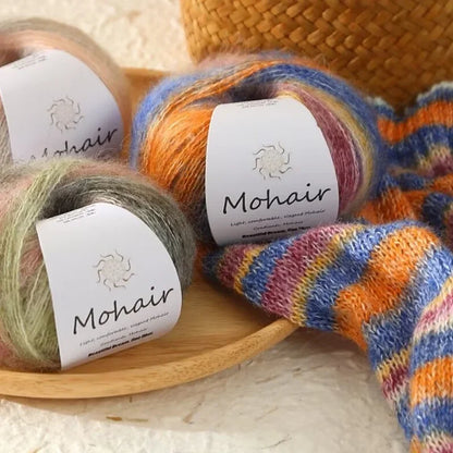 Gradient Mohair Soft Cotton Yarn DIY Crochet Hand Knitting Yarn